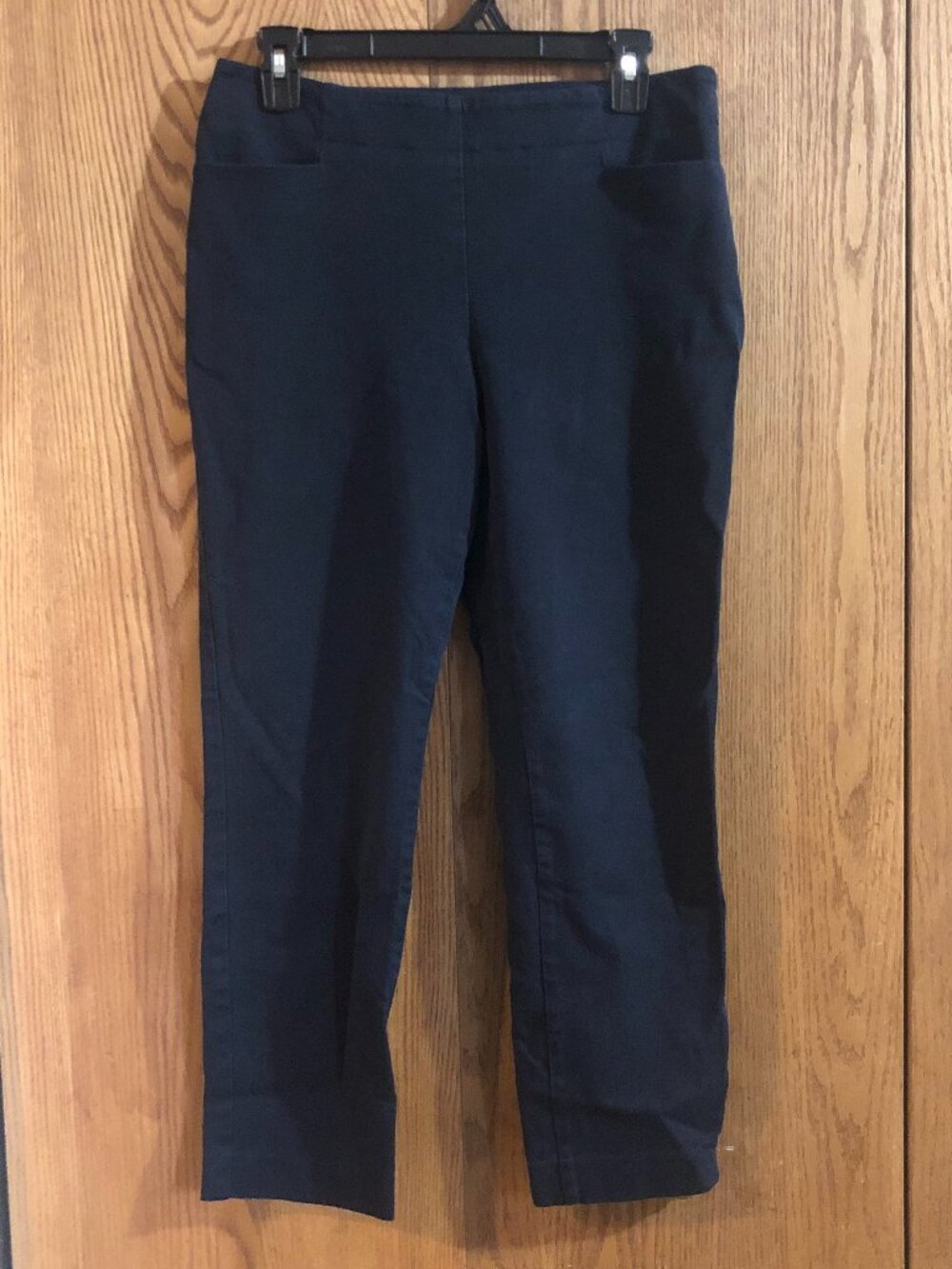 Talbots Petites 8P Navy Blue Chinos Ankle Crop Pants Pull On Office Workwear